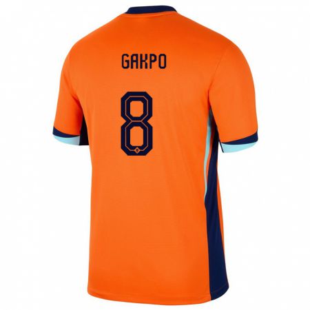Kandiny Női Hollandia Cody Gakpo #8 Narancs Hazai Jersey 24-26 Mez Póló Ing