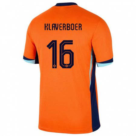 Kandiny Női Hollandia Bernt Klaverboer #16 Narancs Hazai Jersey 24-26 Mez Póló Ing