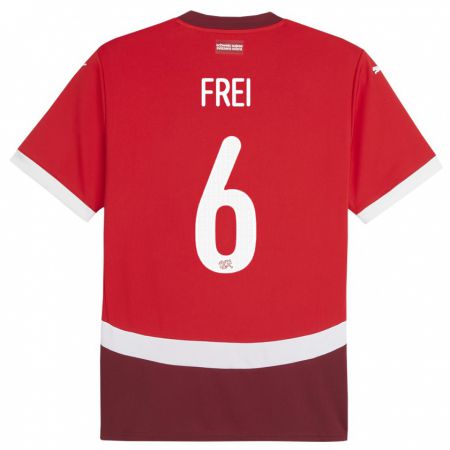 Kandiny Női Svájc Fabian Frei #6 Piros Hazai Jersey 24-26 Mez Póló Ing