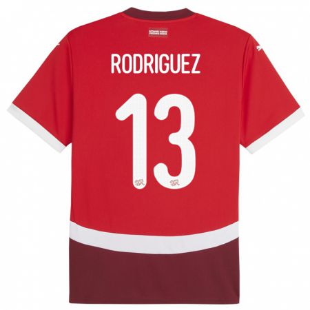 Kandiny Női Svájc Ricardo Rodriguez #13 Piros Hazai Jersey 24-26 Mez Póló Ing