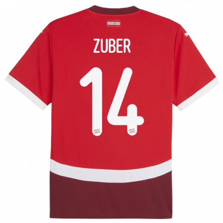 Kandiny Női Svájc Steven Zuber #14 Piros Hazai Jersey 24-26 Mez Póló Ing