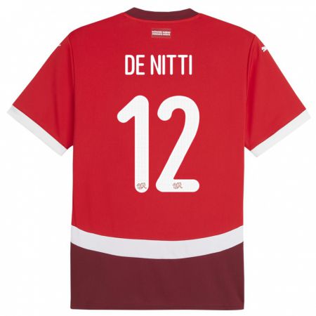 Kandiny Női Svájc Gianni De Nitti #12 Piros Hazai Jersey 24-26 Mez Póló Ing