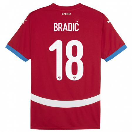 Kandiny Női Szerbia Biljana Bradic #18 Piros Hazai Jersey 24-26 Mez Póló Ing