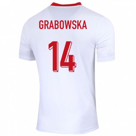 Kandiny Női Lengyelország Dominika Grabowska #14 Fehér Hazai Jersey 24-26 Mez Póló Ing