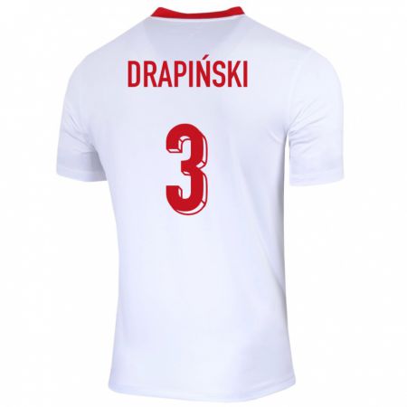 Kandiny Női Lengyelország Igor Drapinski #3 Fehér Hazai Jersey 24-26 Mez Póló Ing