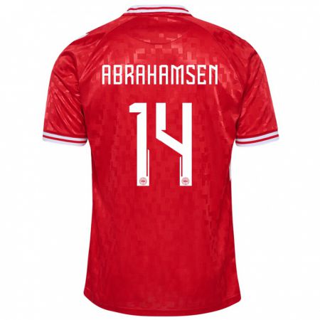 Kandiny Női Dánia Mads Abrahamsen #14 Piros Hazai Jersey 24-26 Mez Póló Ing