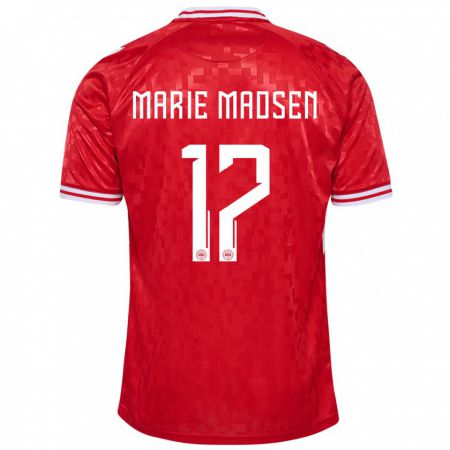 Kandiny Női Dánia Rikke Marie Madsen #17 Piros Hazai Jersey 24-26 Mez Póló Ing