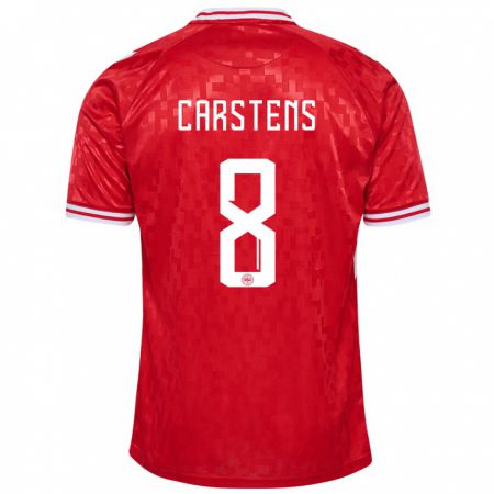 Kandiny Női Dánia Signe Carstens #8 Piros Hazai Jersey 24-26 Mez Póló Ing