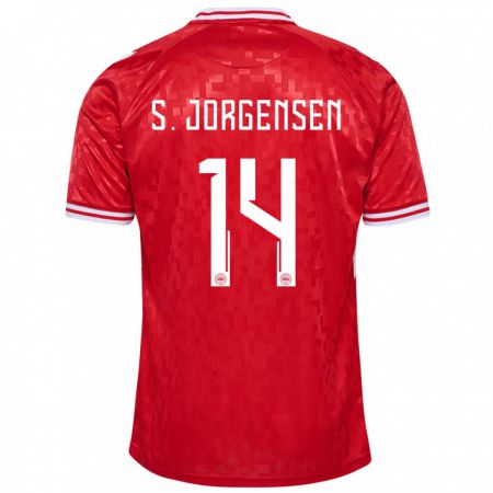 Kandiny Női Dánia Sebastian Jorgensen #14 Piros Hazai Jersey 24-26 Mez Póló Ing