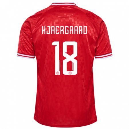 Kandiny Női Dánia Maurits Kjaergaard #18 Piros Hazai Jersey 24-26 Mez Póló Ing
