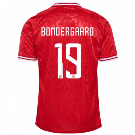 Kandiny Női Dánia Asbjorn Bondergaard #19 Piros Hazai Jersey 24-26 Mez Póló Ing