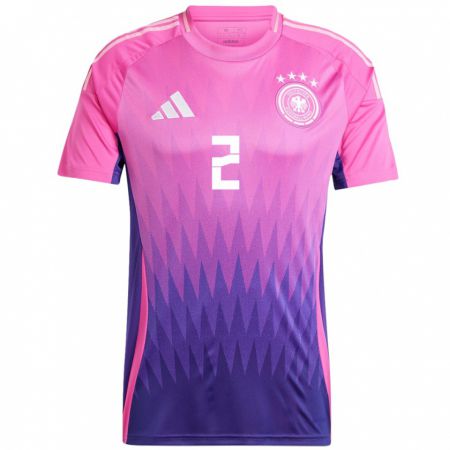 Kandiny Női Németország Kilian Fischer #2 Pink Lila Idegenbeli Jersey 24-26 Mez Póló Ing