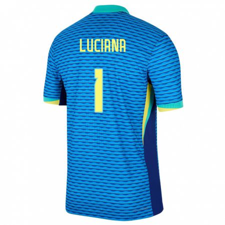 Kandiny Női Brazília Luciana #1 Kék Idegenbeli Jersey 24-26 Mez Póló Ing