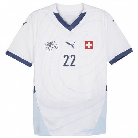 Kandiny Női Svájc Fabian Schar #22 Fehér Idegenbeli Jersey 24-26 Mez Póló Ing
