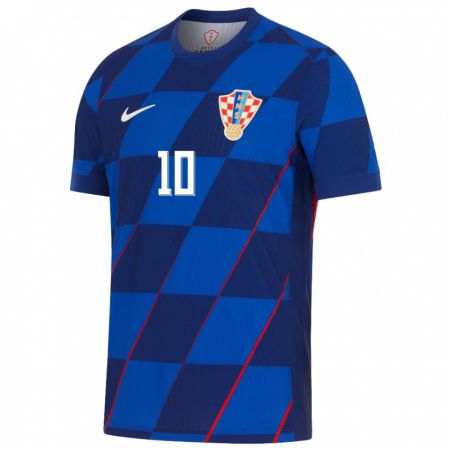 Kandiny Női Horvátország Luka Modric #10 Kék Idegenbeli Jersey 24-26 Mez Póló Ing