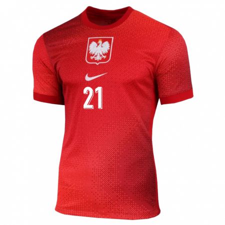 Kandiny Női Lengyelország Tomasz Pienko #21 Piros Idegenbeli Jersey 24-26 Mez Póló Ing