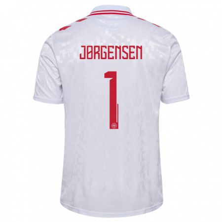 Kandiny Női Dánia Filip Jørgensen #1 Fehér Idegenbeli Jersey 24-26 Mez Póló Ing