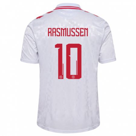 Kandiny Női Dánia Christian Rasmussen #10 Fehér Idegenbeli Jersey 24-26 Mez Póló Ing
