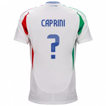 Kandiny Női Olaszország Maat Daniel Caprini #0 Fehér Idegenbeli Jersey 24-26 Mez Póló Ing