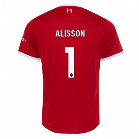 Kandiny Gyermek Alisson #1 Piros Hazai Jersey 2023/24 Mez Póló Ing