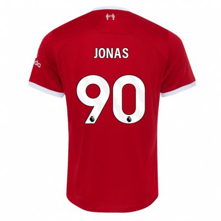 Kandiny Gyermek Lee Jonas #90 Piros Hazai Jersey 2023/24 Mez Póló Ing