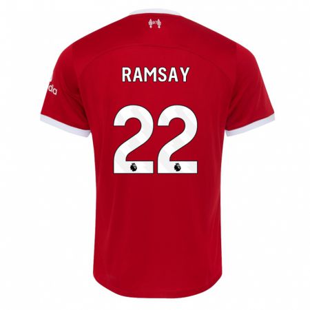 Kandiny Gyermek Calvin Ramsay #22 Piros Hazai Jersey 2023/24 Mez Póló Ing