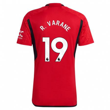 Kandiny Gyermek Raphaël Varane #19 Piros Hazai Jersey 2023/24 Mez Póló Ing