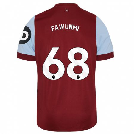 Kandiny Gyermek Favour Fawunmi #68 Gesztenyebarna Hazai Jersey 2023/24 Mez Póló Ing