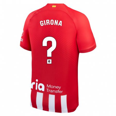 Kandiny Gyermek Raúl Girona #0 Piros Fehér Hazai Jersey 2023/24 Mez Póló Ing