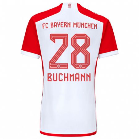 Kandiny Gyermek Tarek Buchmann #28 Piros Fehér Hazai Jersey 2023/24 Mez Póló Ing