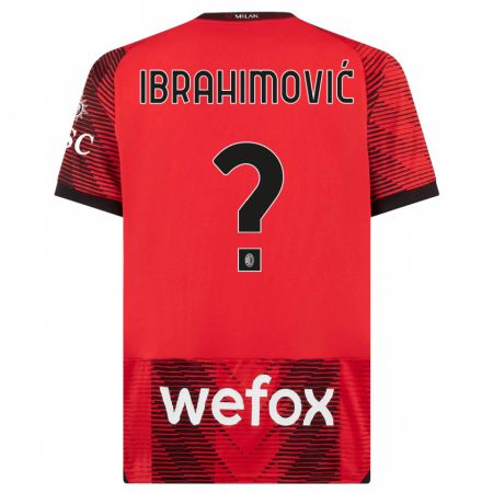 Kandiny Gyermek Maximilian Ibrahimović #0 Piros Fekete Hazai Jersey 2023/24 Mez Póló Ing