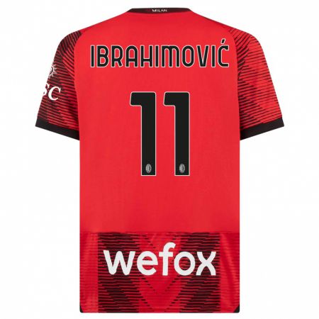 Kandiny Gyermek Zlatan Ibrahimovic #11 Piros Fekete Hazai Jersey 2023/24 Mez Póló Ing