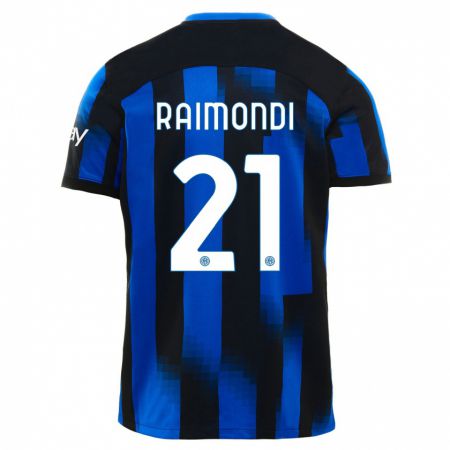 Kandiny Gyermek Paolo Raimondi #21 Fekete Kék Hazai Jersey 2023/24 Mez Póló Ing