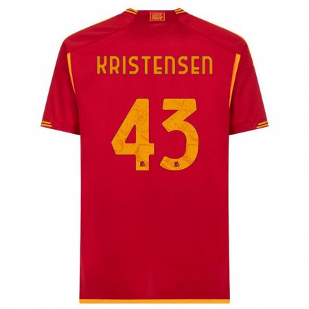 Kandiny Gyermek Rasmus Kristensen #43 Piros Hazai Jersey 2023/24 Mez Póló Ing