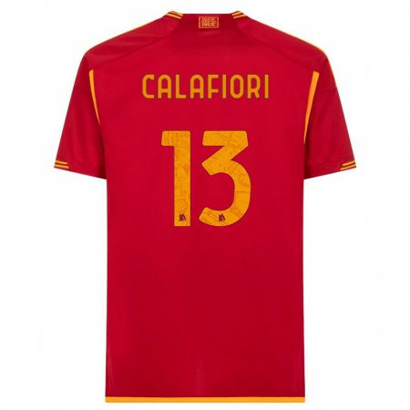 Kandiny Gyermek Riccardo Calafiori #13 Piros Hazai Jersey 2023/24 Mez Póló Ing