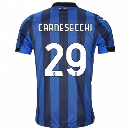 Kandiny Gyermek Marco Carnesecchi #29 Fekete Kék Hazai Jersey 2023/24 Mez Póló Ing