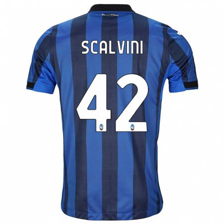Kandiny Gyermek Giorgio Scalvini #42 Fekete Kék Hazai Jersey 2023/24 Mez Póló Ing