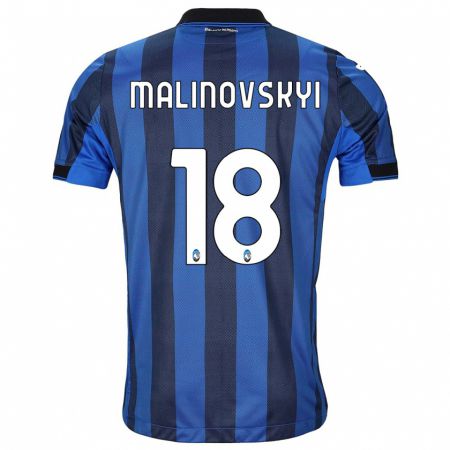 Kandiny Gyermek Ruslan Malinovskyi #18 Fekete Kék Hazai Jersey 2023/24 Mez Póló Ing
