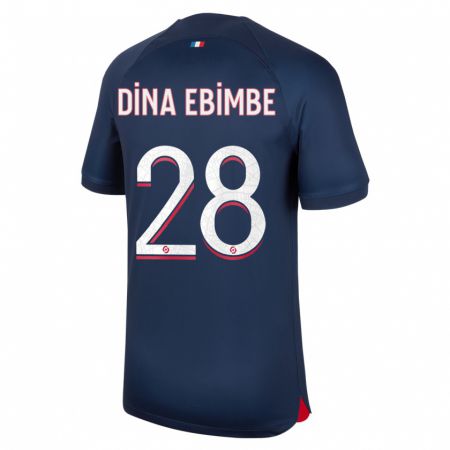 Kandiny Gyermek Eric Junior Dina Ebimbe #28 Kék Piros Hazai Jersey 2023/24 Mez Póló Ing