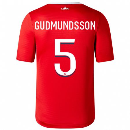Kandiny Gyermek Gabriel Gudmundsson #5 Piros Hazai Jersey 2023/24 Mez Póló Ing