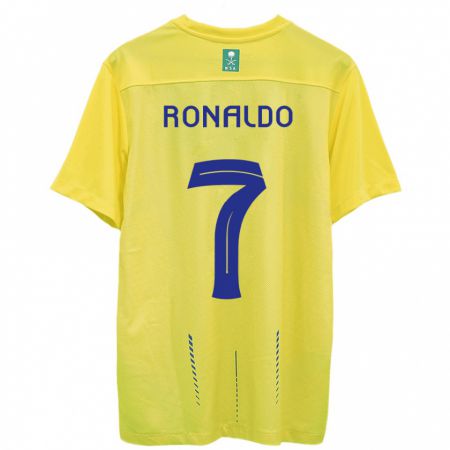 Kandiny Gyermek Cristiano Ronaldo #7 Sárga Hazai Jersey 2023/24 Mez Póló Ing