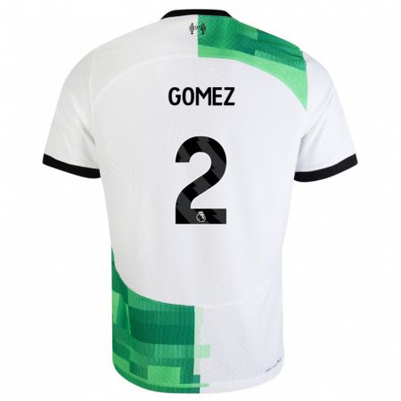 Kandiny Gyermek Joe Gomez #2 Fehér Zöld Idegenbeli Jersey 2023/24 Mez Póló Ing