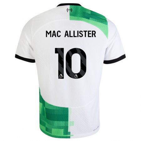 Kandiny Gyermek Alexis Mac Allister #10 Fehér Zöld Idegenbeli Jersey 2023/24 Mez Póló Ing