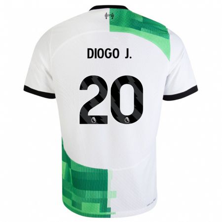 Kandiny Gyermek Diogo Jota #20 Fehér Zöld Idegenbeli Jersey 2023/24 Mez Póló Ing