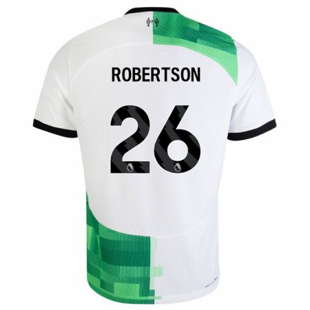 Kandiny Gyermek Andrew Robertson #26 Fehér Zöld Idegenbeli Jersey 2023/24 Mez Póló Ing