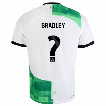 Kandiny Gyermek Conor Bradley #0 Fehér Zöld Idegenbeli Jersey 2023/24 Mez Póló Ing