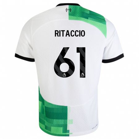 Kandiny Gyermek Matteo Ritaccio #61 Fehér Zöld Idegenbeli Jersey 2023/24 Mez Póló Ing