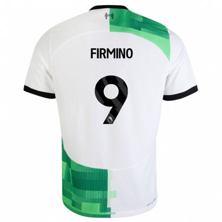 Kandiny Gyermek Roberto Firmino #9 Fehér Zöld Idegenbeli Jersey 2023/24 Mez Póló Ing