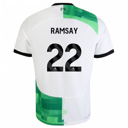 Kandiny Gyermek Calvin Ramsay #22 Fehér Zöld Idegenbeli Jersey 2023/24 Mez Póló Ing