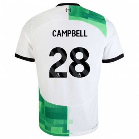 Kandiny Gyermek Megan Campbell #28 Fehér Zöld Idegenbeli Jersey 2023/24 Mez Póló Ing
